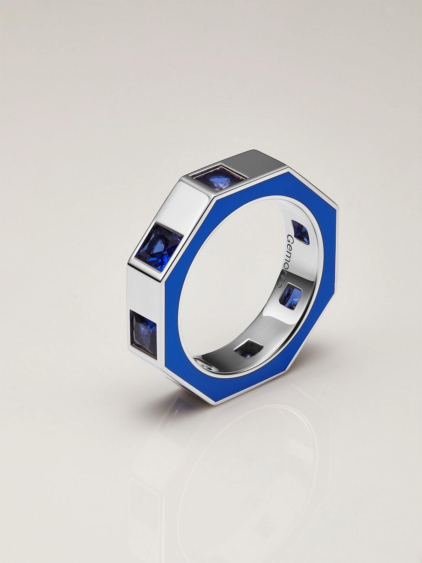Sapphire Ring with Enamel - Octagon