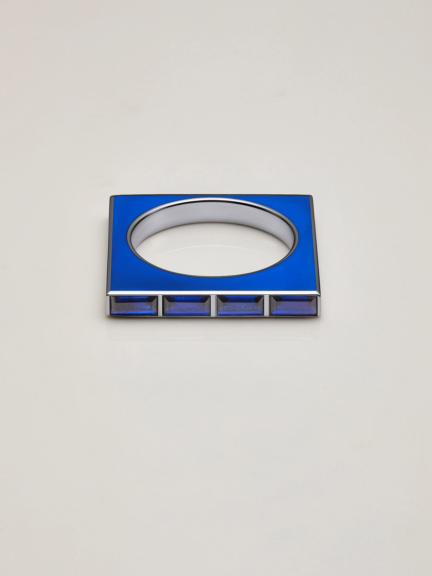 Sapphire Ring with Enamel - Square