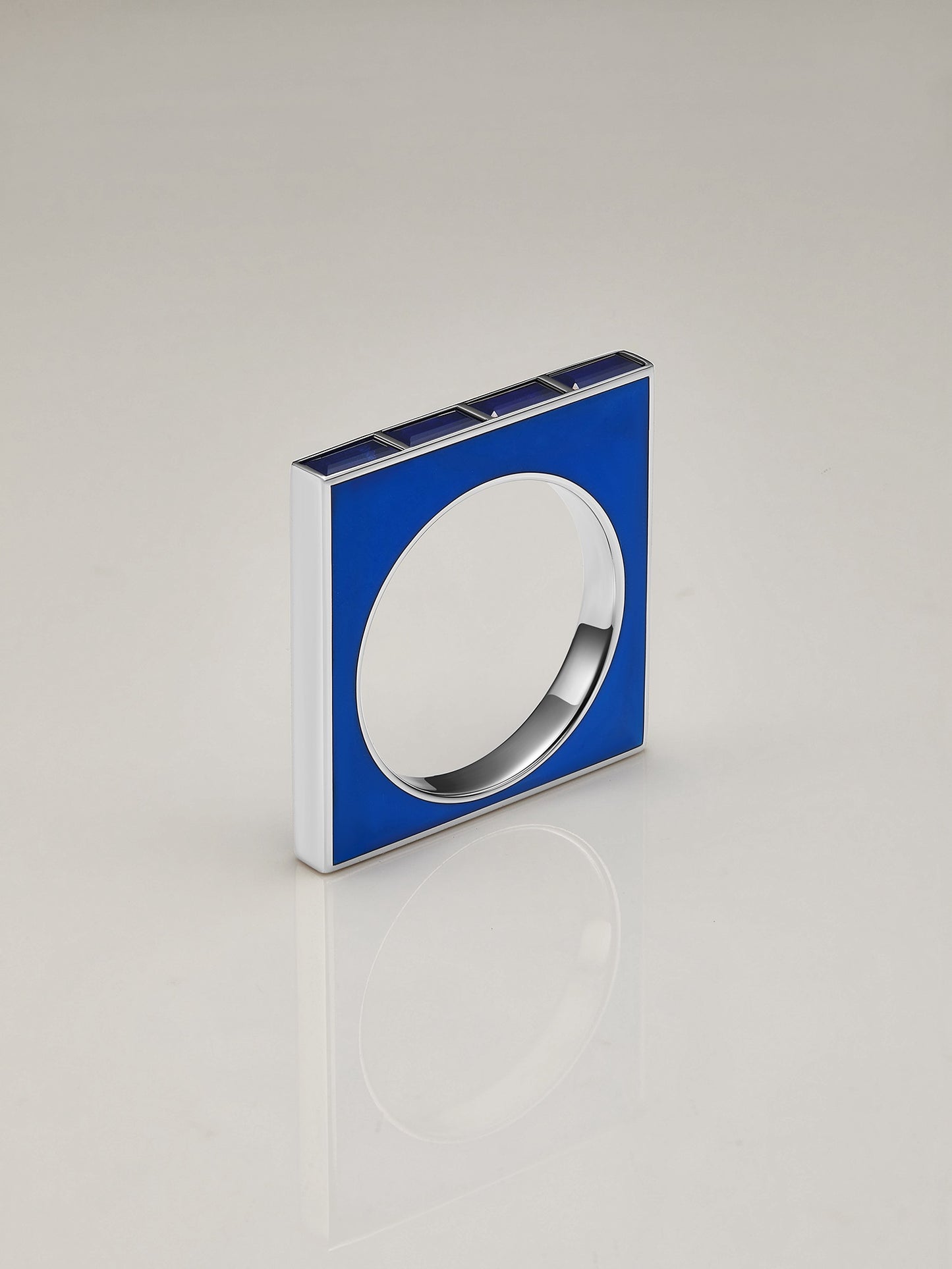 Sapphire Ring with Enamel - Square