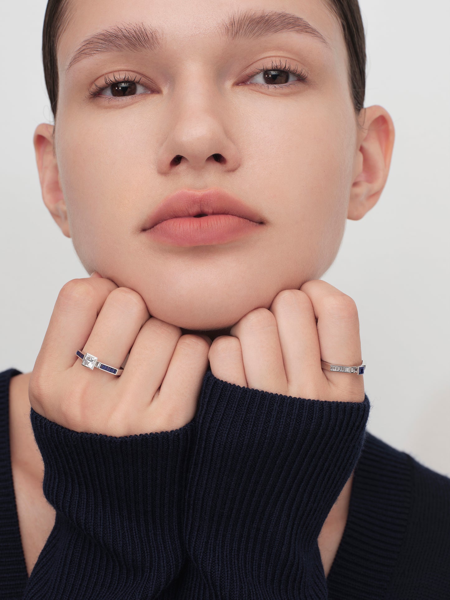 Grid Luxe Sapphire Diamond Ring - Large
