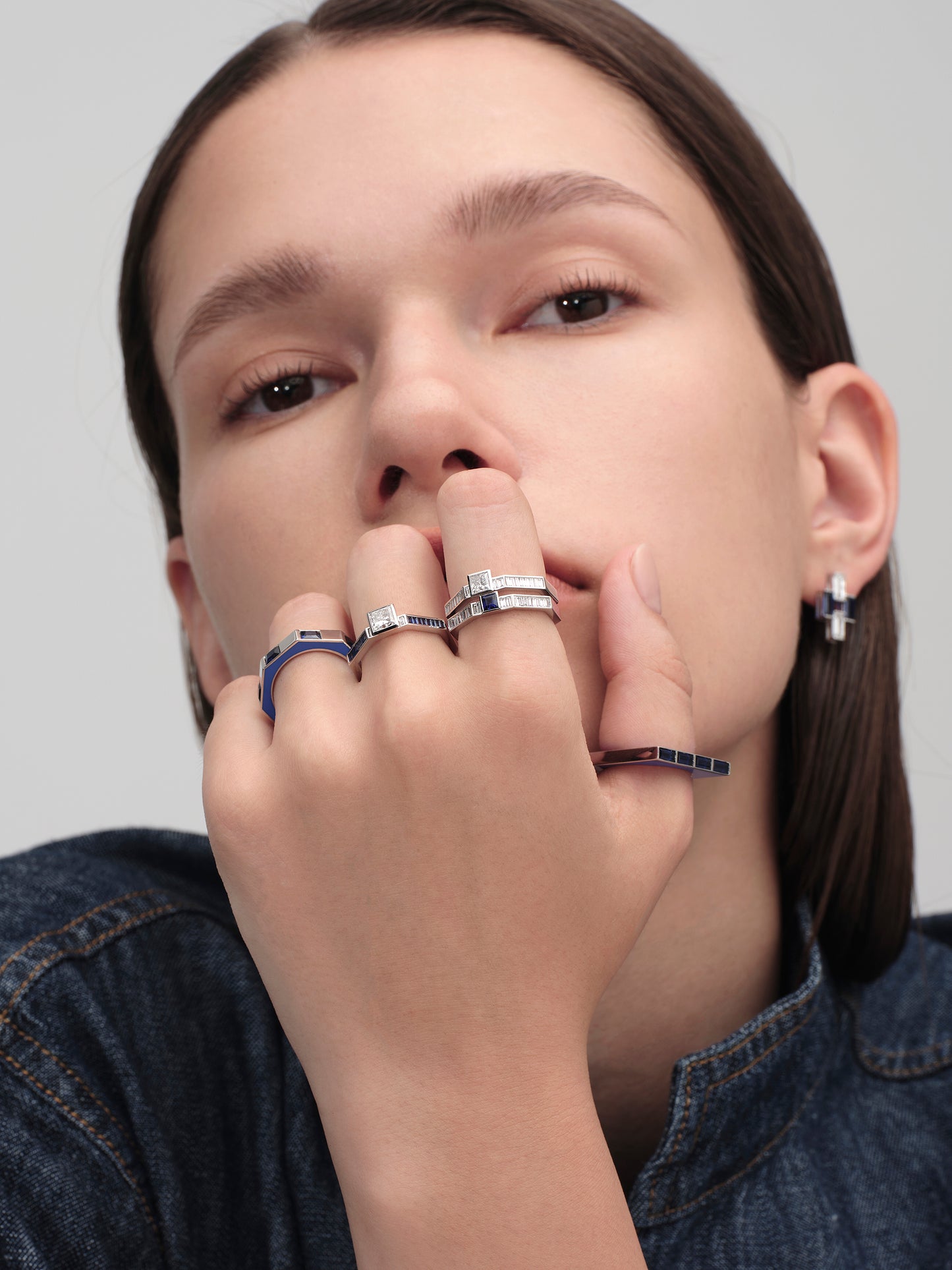 Sapphire Ring with Enamel - Octagon