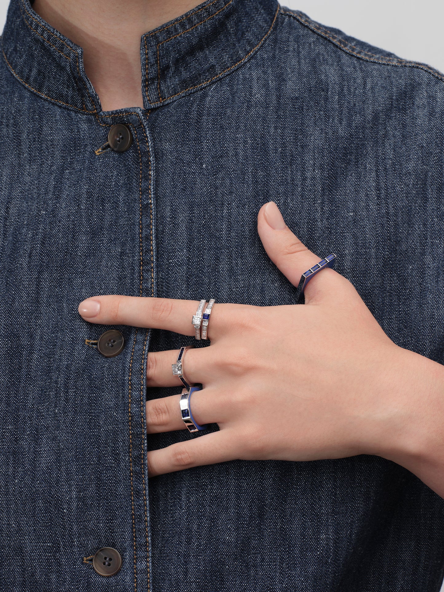 Sapphire Ring with Enamel - Octagon