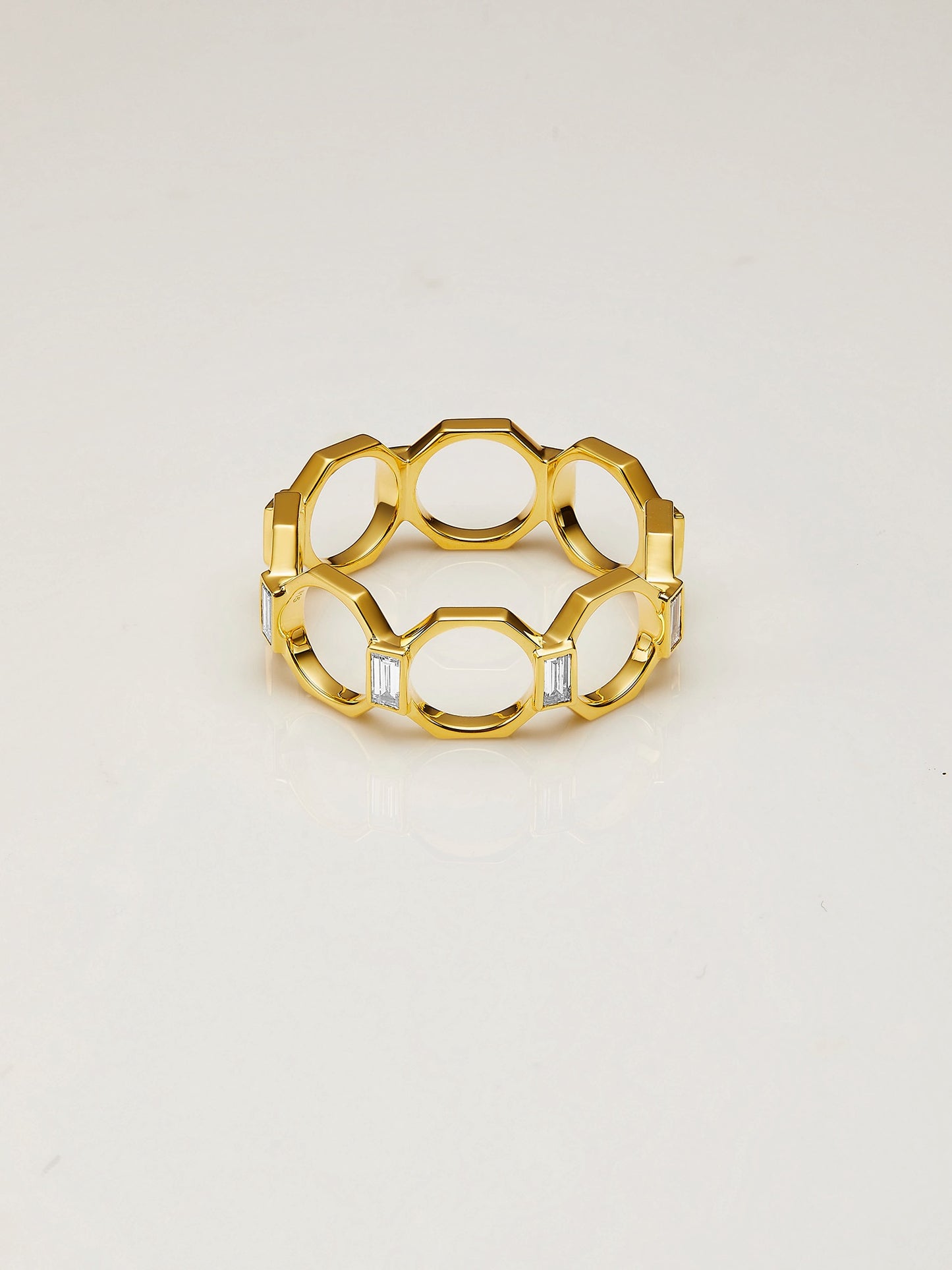 Octagon Ripples Diamond Ring
