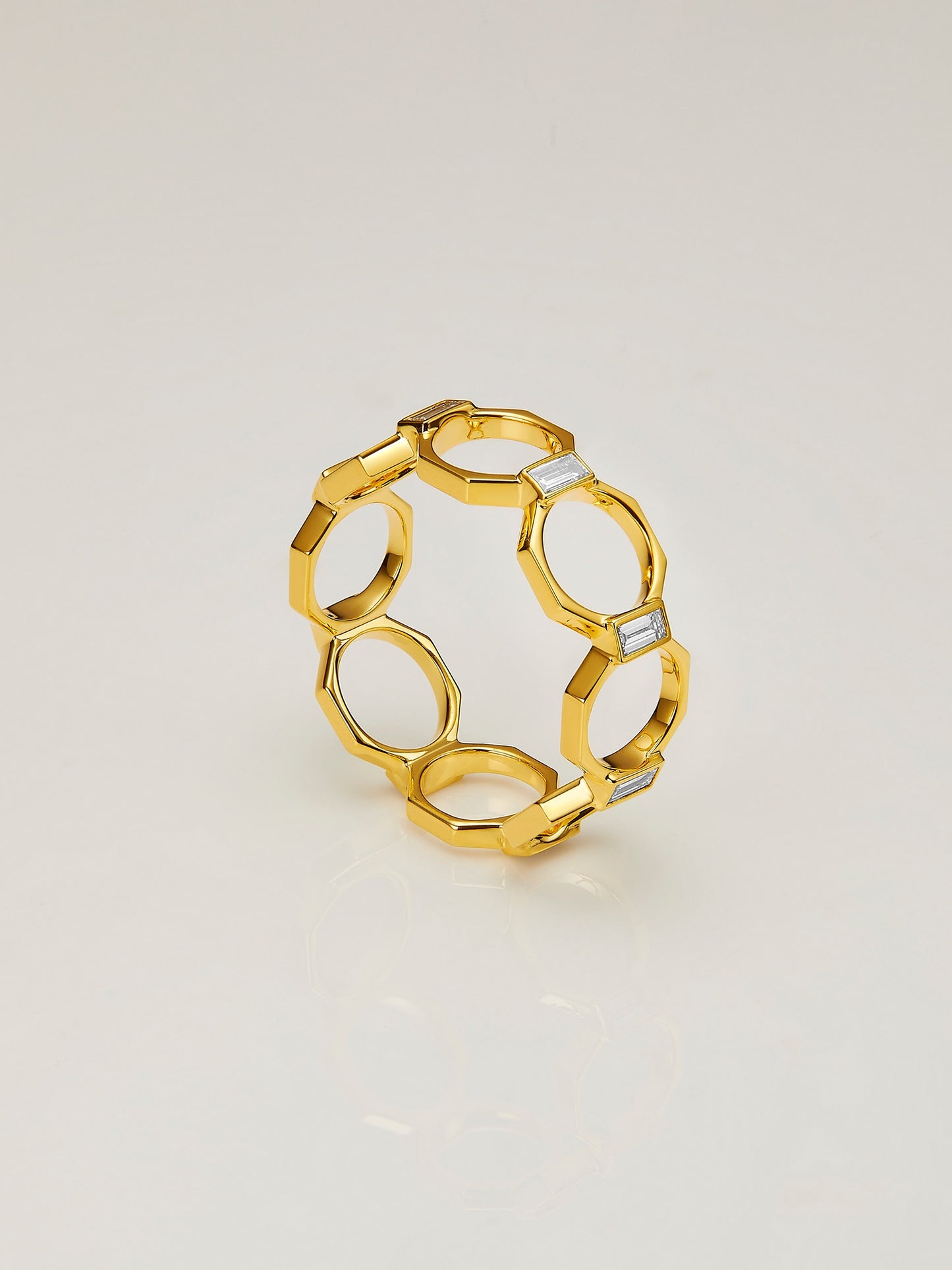 Octagon Ripples Diamond Ring
