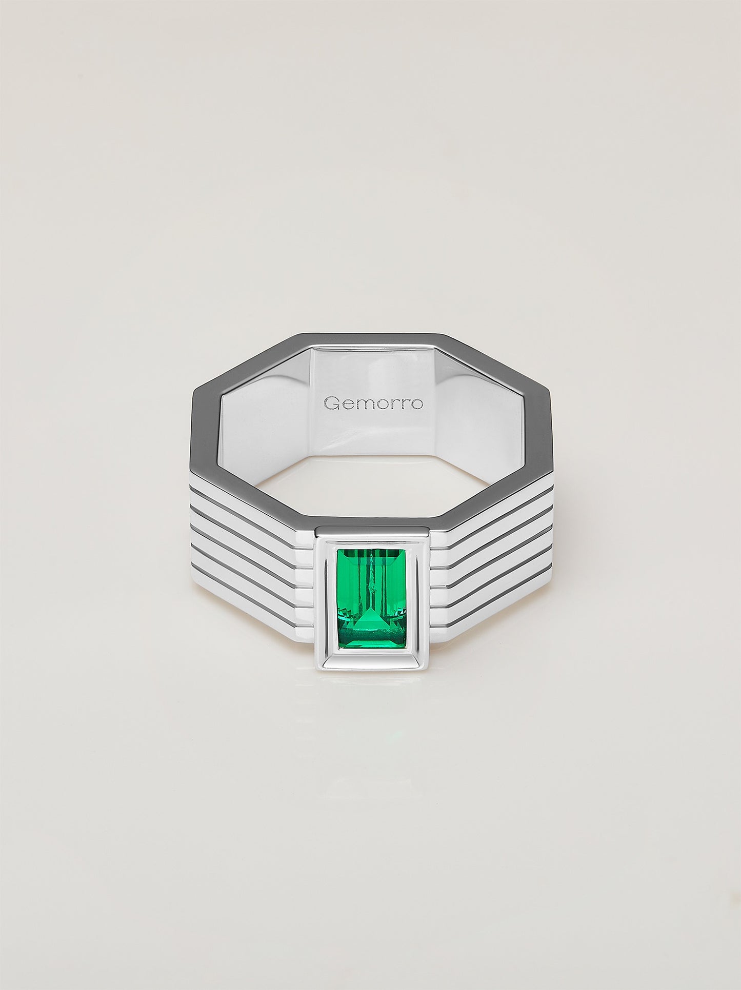 Octagon 6-Bands Emerald Ring