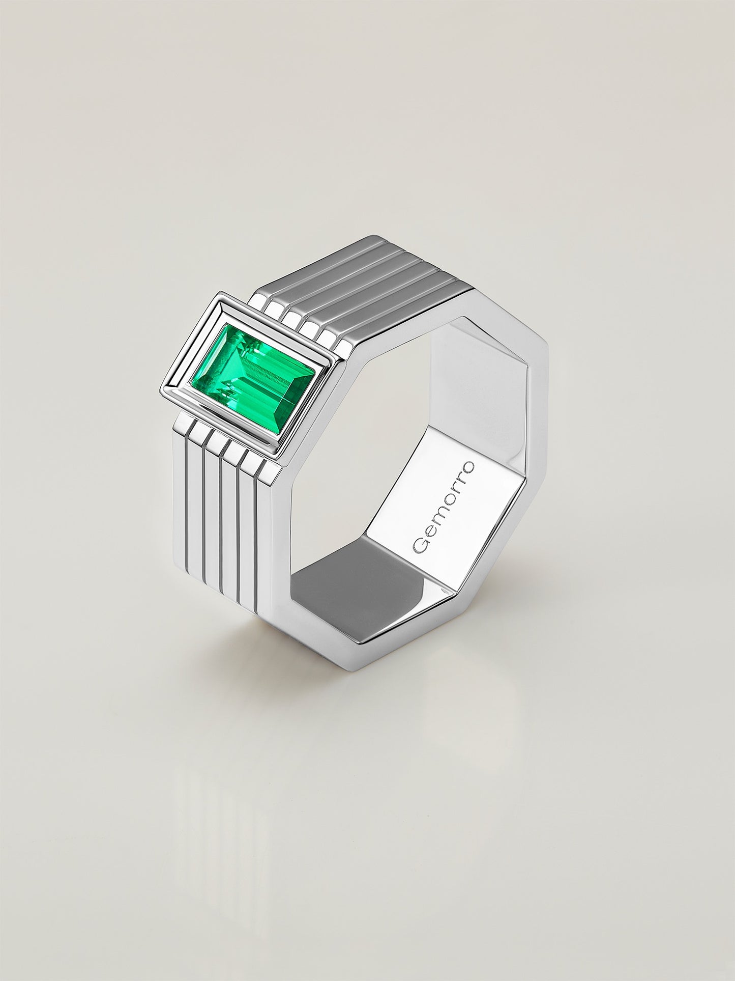 Octagon 6-Bands Emerald Ring