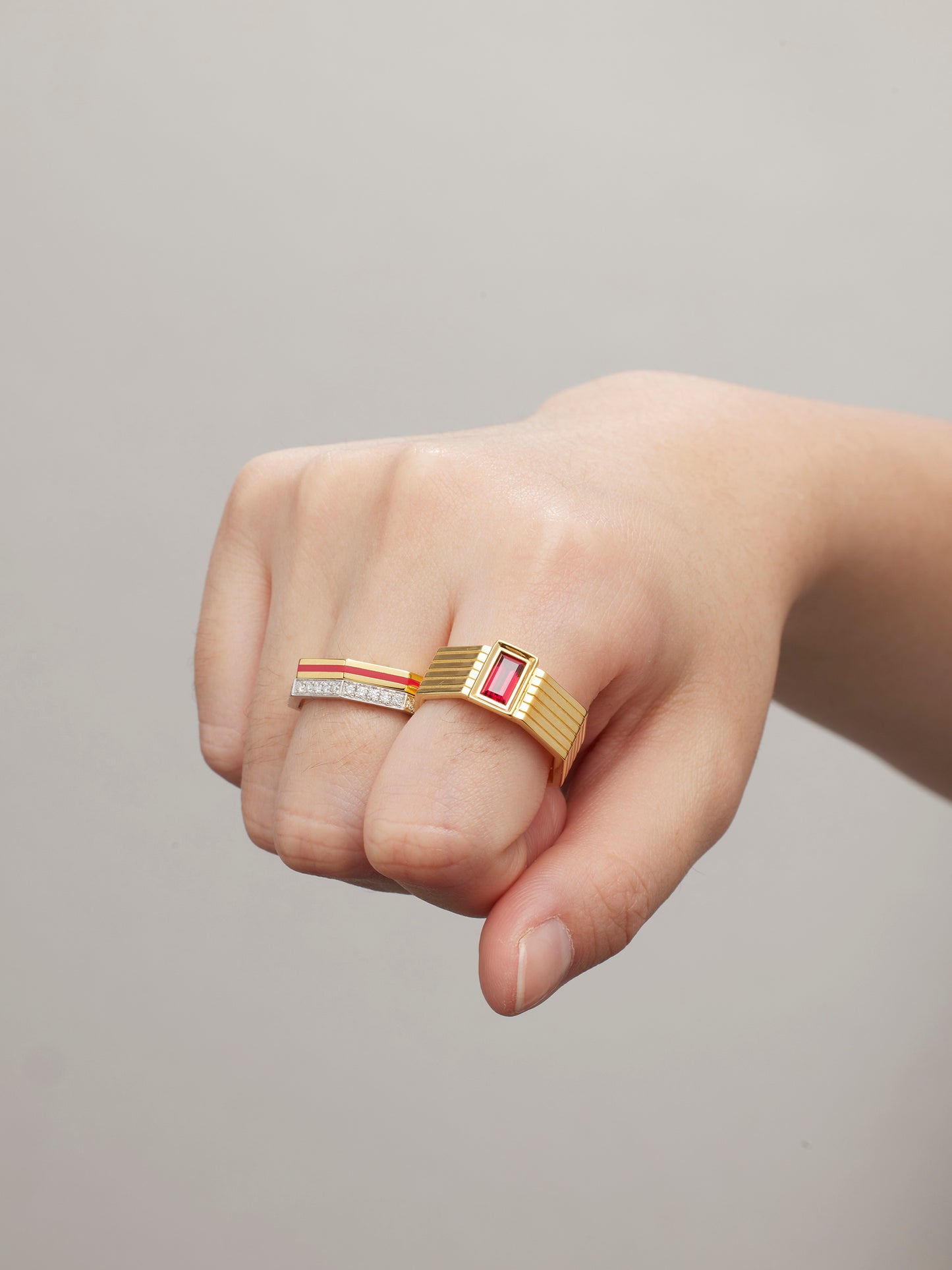Octagon Enamel Ring