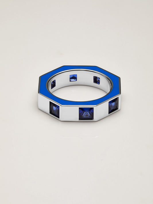 Sapphire Ring with Enamel - Octagon