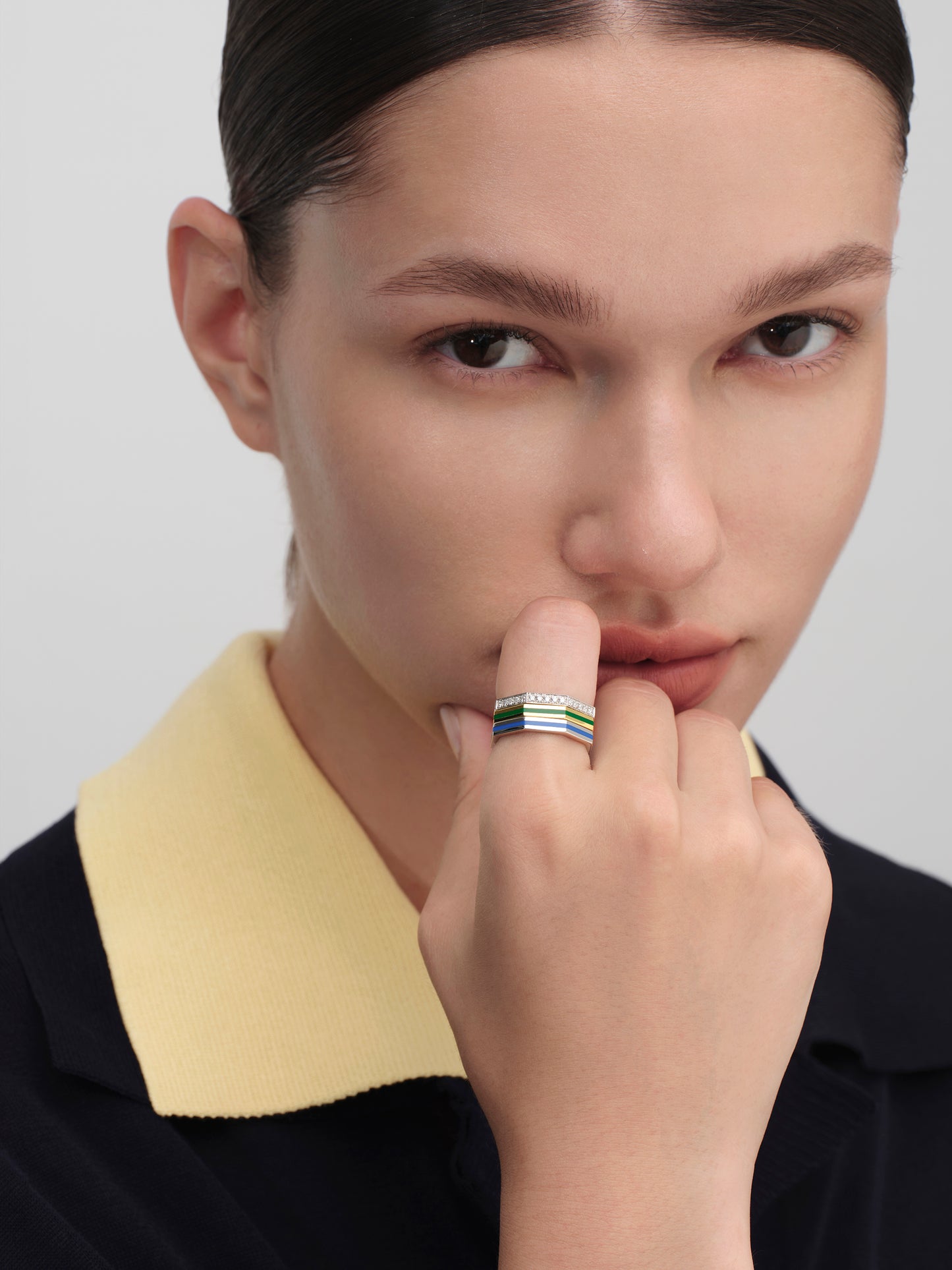 Octagon Enamel Ring