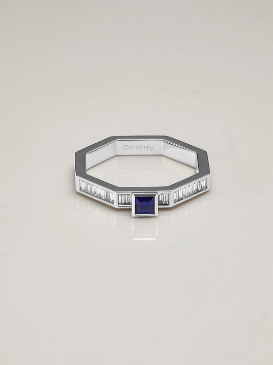 Grid Luxe Sapphire Diamond Ring - Small