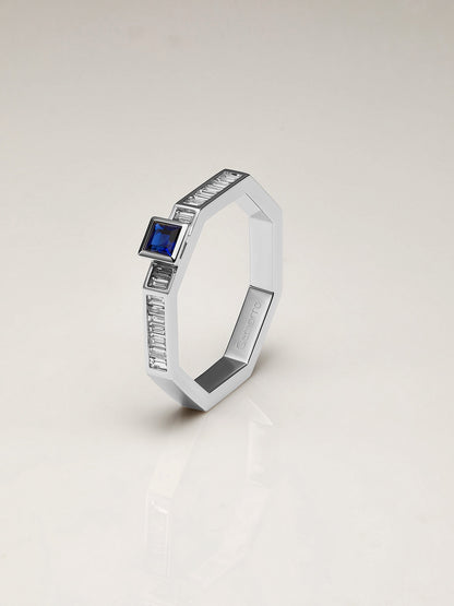 Grid Luxe Sapphire Diamond Ring - Small