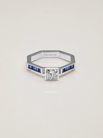 Grid Luxe Sapphire Diamond Ring - Large