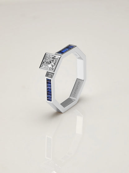 Grid Luxe Sapphire Diamond Ring - Large