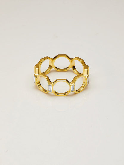 Octagon Ripples Diamond Ring
