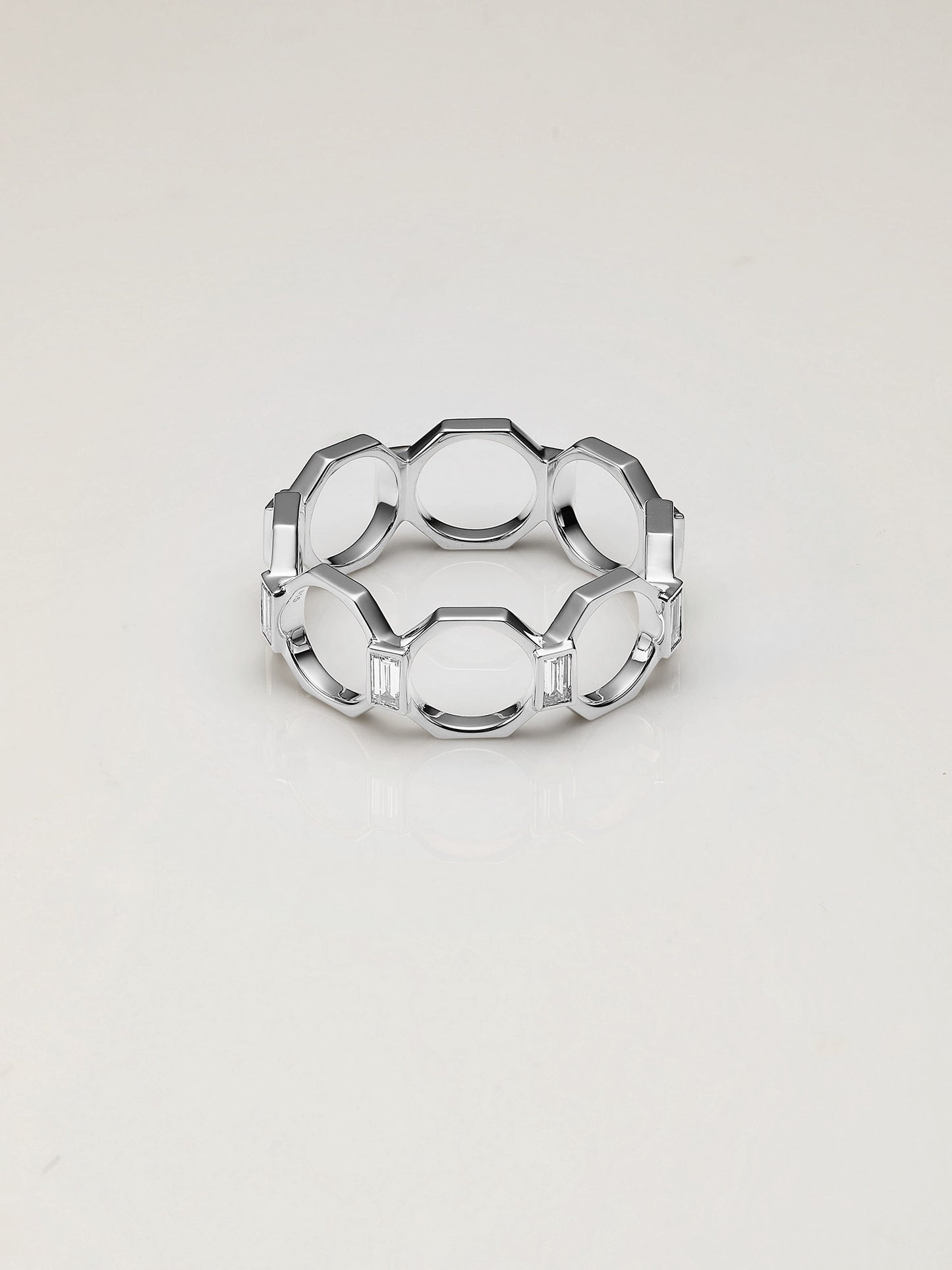 Octagon Ripples Diamond Ring