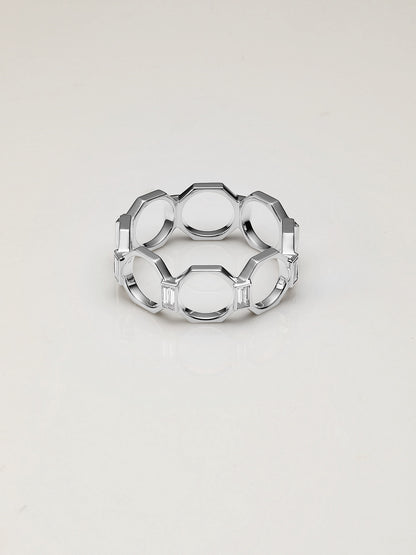 Octagon Ripples Diamond Ring