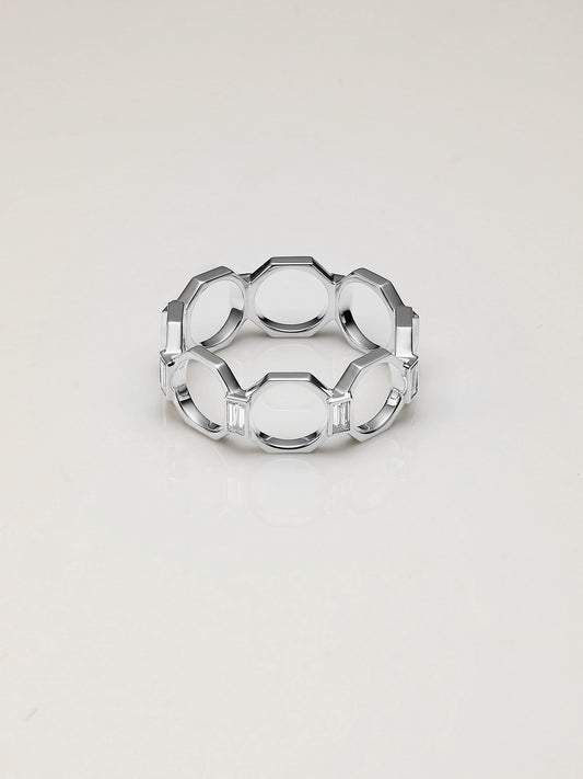 Octagon Ripples Diamond Ring