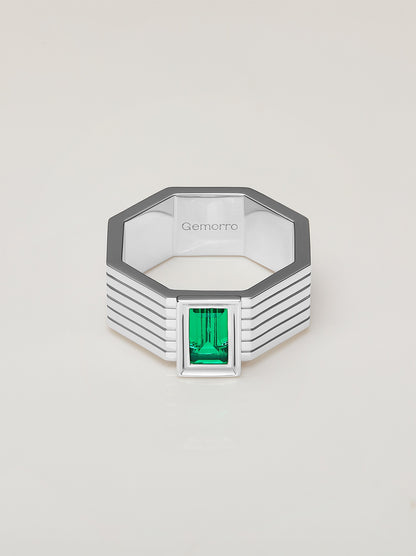 Octagon 6-Bands Emerald Ring